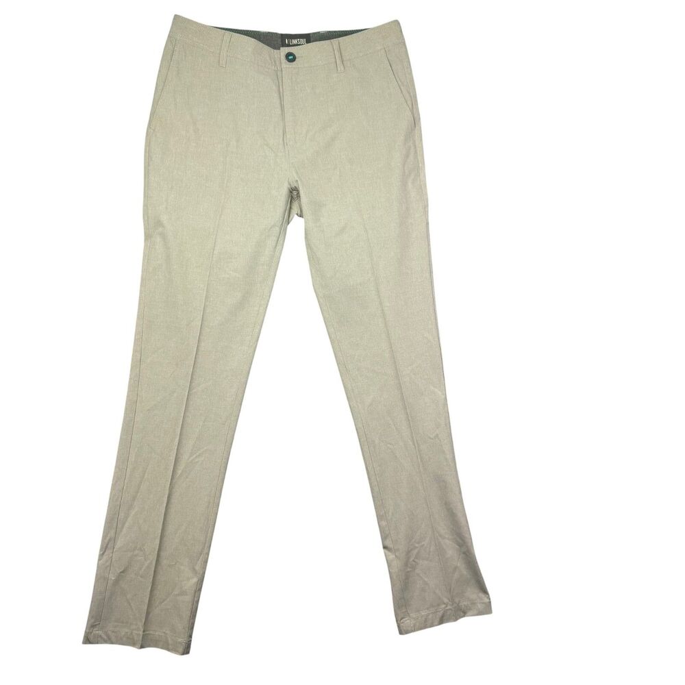 Linksoul Pants Men’s 32R Beige Chino Performance Preppy Casual Outdoor Golf Flex